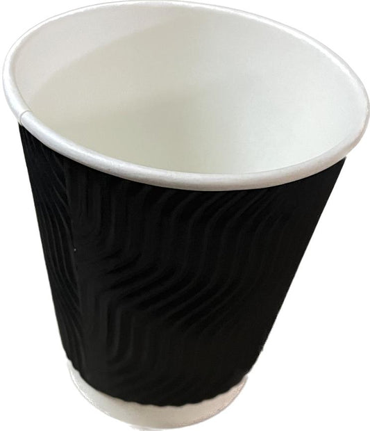 CUP PAPER 350ML WAVEY BLACK (100)