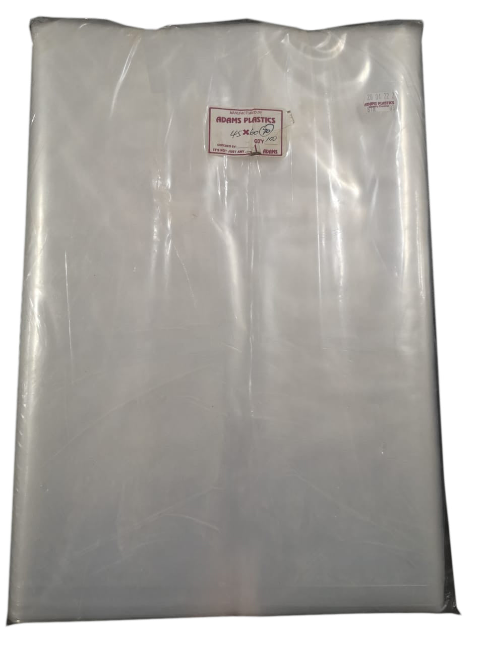 Adams Clear Butcher Bag 45 x 60 x 70 (100 per pack 500 per bales)