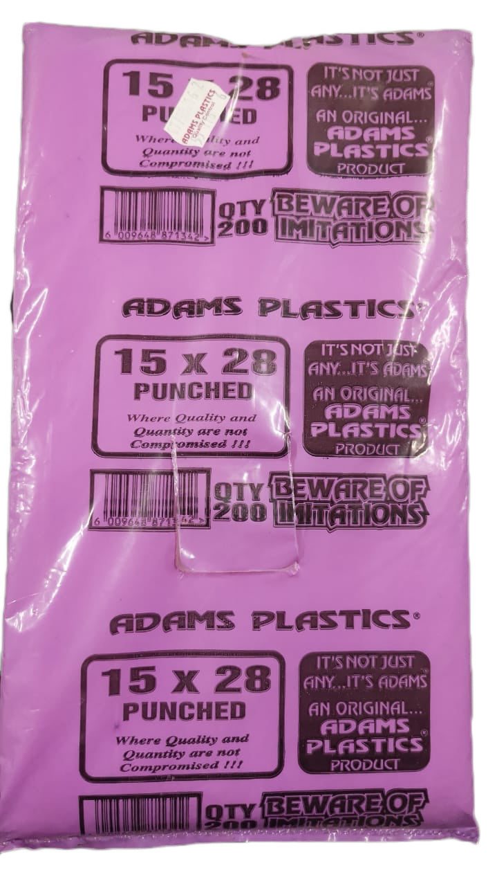 Adams Clear Plastic Bag 15 x 28 x 20 Punched (200 per pack 3000 per bale)