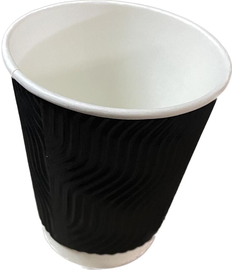 CUP PAPER 350ML WAVEY BLACK (100)