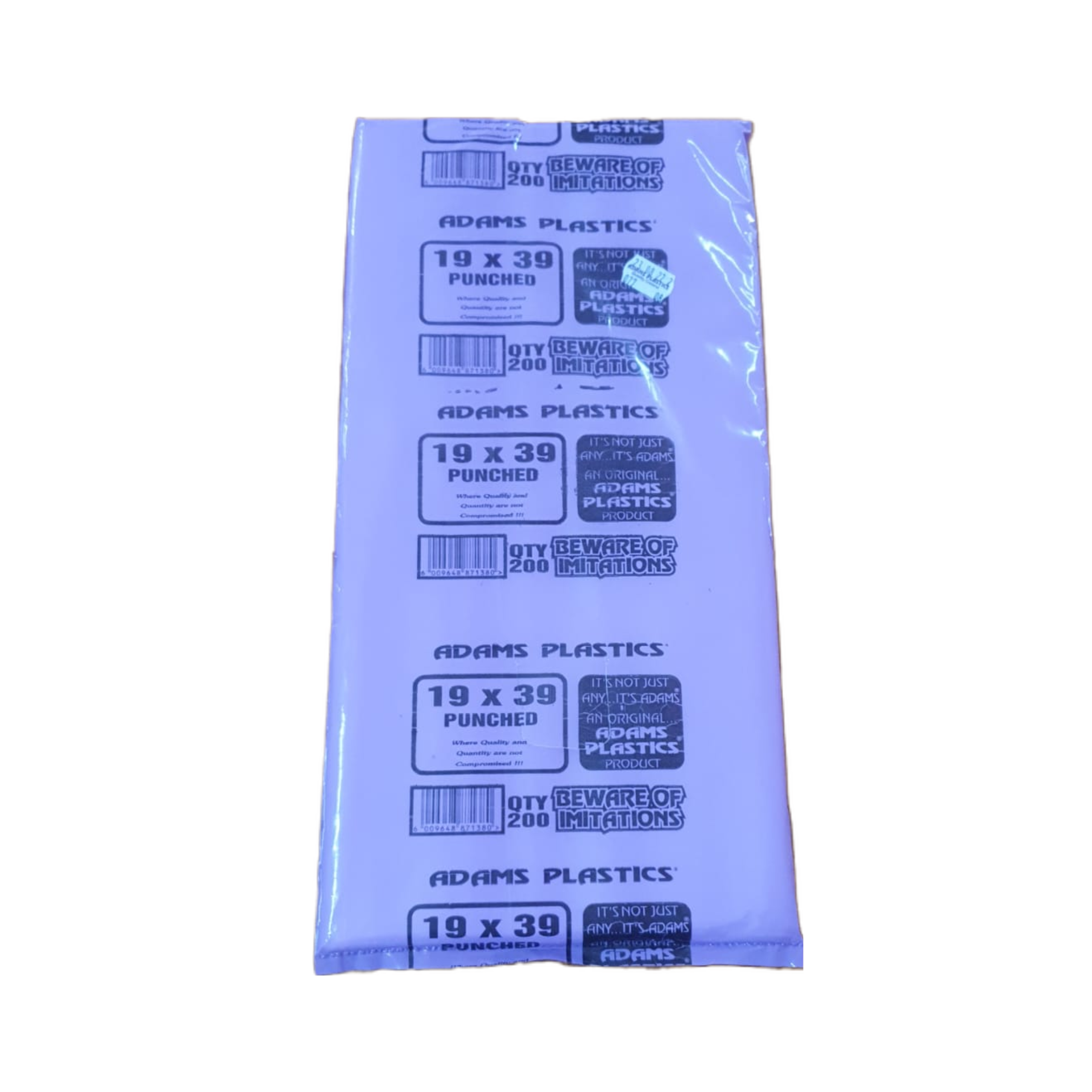 Adams Clear Plastic Bag 19 x 39 x 20 Punched (200 per pack 2000 per ba