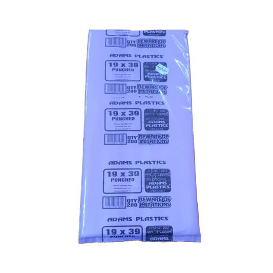 Adams Clear Plastic Bag 19 x  39 x  20 Punched (200 per pack 2000 per bale)
