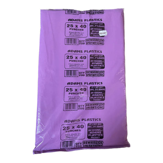 Adams Clear Plastic Bag 25 x 40 x 20 Punched (200 per pack 1000 per bale)