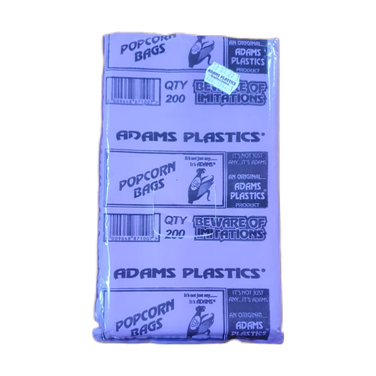 Adams Popcorn Clear Bags 12 x  20 x  20 (200 per pack 8000 per bale)