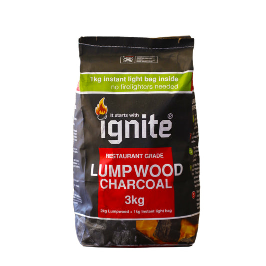 Ignite Lumpwood Charcoal 3kg (2kg Lumpwood + 1kg instant light)