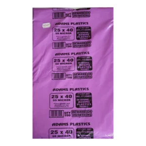 Adams Clear Plastic Bag 25 x 40 x 50 Micron (100 per pack 500 per bale)