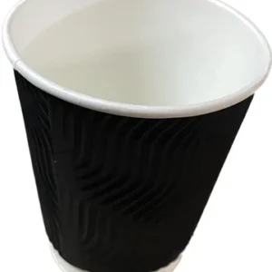 CUP PAPER 350ML WAVEY BLACK (100)
