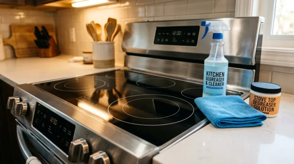avoid strong degreasers on modern stoves